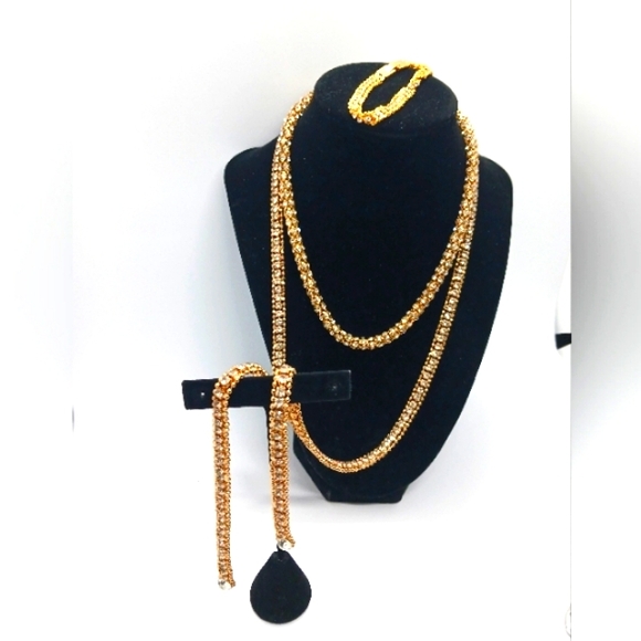 Gorgeous Gold & Rhinestone Chain Lot! 3 pieces Salvaged - Picture 1 of 14